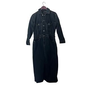 New Universal Thread Denim Jumpsuit Dress Skirt Romper Thick Dark 6 Long Sleeve